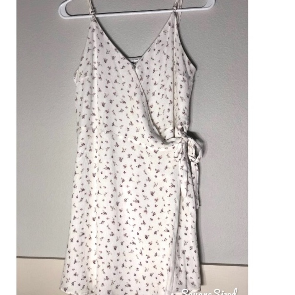 White Wrap Dress with flowers